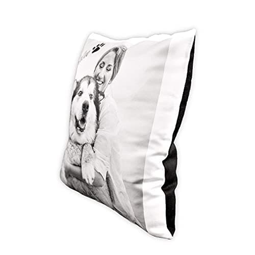 LOOXIS Coussin Photo personnalisé, à Personnaliser, à Faire Imprimer, Texte et Image de Votre Choix - Idée Cadeau pour Femmes et Hommes - Remplissage Inclus, 40 x 40 cm, Aspect Lin, Noir