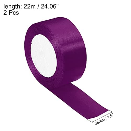 PATIKIL 1,5 Pouce Large 24 Yards 38mmx22m Satin Ruban, 2 Paquet Double Face Solide Artisanat Rouleau pour Fête Maison Bricolage Enveloppe Décoration, Rougeâtre Violet