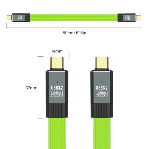 SinLoon Câble de charge rapide USB 3.2 Gen 2, câble USB C vers USB C, support de charge rapide 5A/100W, transfert de données à 20 Gbps, sortie vidéo 8K à 60 Hz-Vert