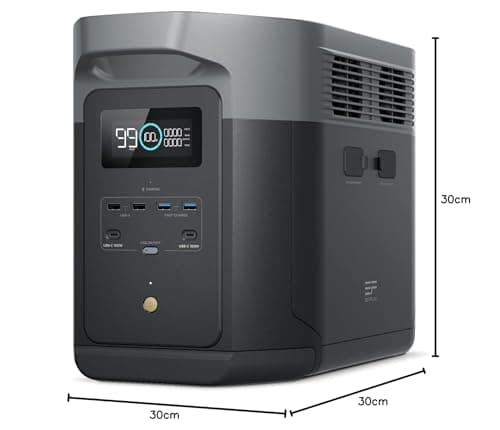 Station électrique portable EcoFlow DELTA 2 Max, capacité 2048Wh, batterie LFP 3 000 cycles, recharge rapide, puissance de sortie 3100 W, générateur solaire silencieux, pour la maison/camping/voyages