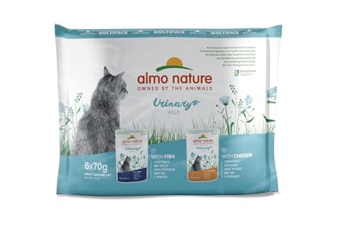 almo nature Holistic Functional-Urinary Help avec Poisson et avec Poulet. Nourriture Humide pour Chats Adultes avec des Sensibilités Urinaires. Alimentation complète en sachets fraîcheur – 6 x 70g