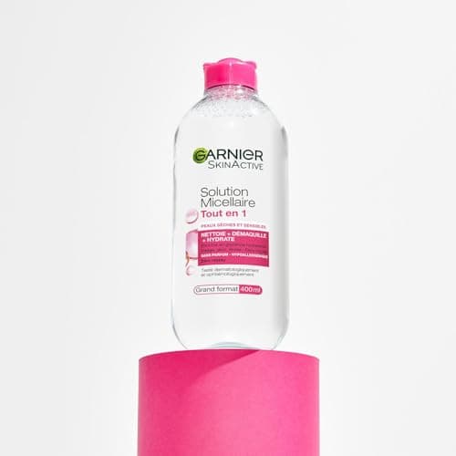 GARNIER Skin Active - Solution Micellaire Tout-En-1 - Nettoie, Démaquille & Hydrate - Micelles & Glycérine Hydrantante - Sans Parfum - Visage, Yeux, Lèvres - Peaux Sèches & Sensibles - 400 ml