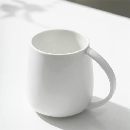 TREEWOO Tasses classiques en céramique de grande capacité 400 ml avec finition mate nordique avec poignée pour la maison, le bureau, hommes et femmes (blanc)