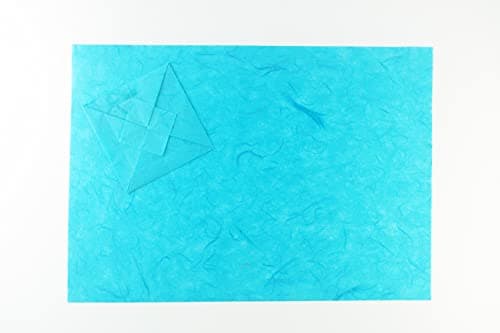 Lot de 50 feuilles de papier de mûrier - Couleurs unies - Motif origami - Fait à la main - Pour fabrication de cartes japonaises - Bleu