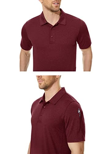 KEFITEVD Polo Homme Golf Tennis à Manche Courte Casual Sport T-Shirt Polyester Slim Fit Vetement,Vin Rouge,S