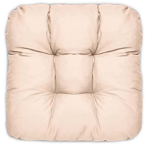 Beautissu Lisa Set de 4 Coussins 40x40 cm – Coussin de Chaise d'extérieur et d'intérieur 40x40 cm, Coussin Souple pour Les chaises de Jardin, Coussin en Mousse de 8 cm - Nature