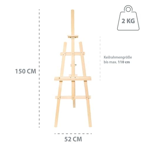 Grand chevalet en bois 150 cm (2 pièces) - support en toile chevalets de mariage de terrain réglable en hauteur pour enfants et adultes Bois de Pin