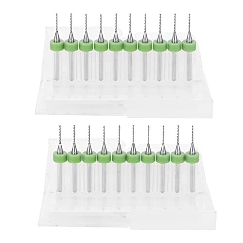Micro Foret Spiral, 20 Pièces 0.8mm Alliage d'Acier au Tungstène Circuit Imprimé Micro Twists Ensemble d'Outils de Poinçonnage Vertical