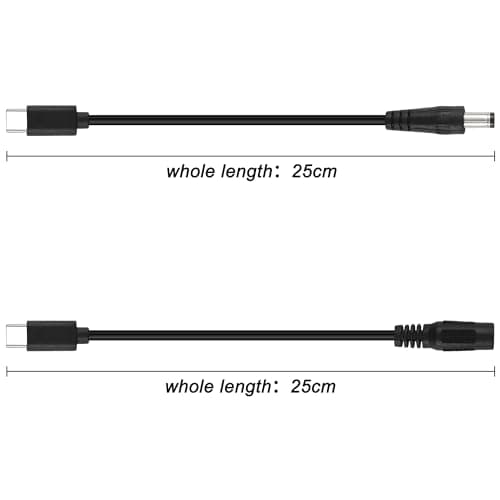 MEIRIYFA USB 3.1 Type-C mâle vers DC 5,5 x 2,5 mm mâle Femelle câble d'extension de Prise d'alimentation pour téléphones tablettes – 25 cm