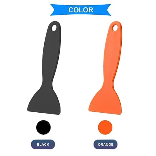 Xiatiaosann Lot de 12 grattoirs pour enlever la résine en plastique, spatule à peinture flexible, couteau à mastic, outil d'installation (noir/orange) pour le nettoyage de l'imprimante 3D en résine