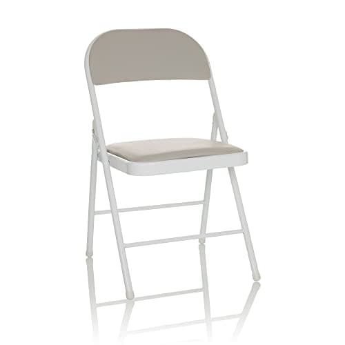 hjh OFFICE Chaise Pliante rembourrée TUDELA W Similicuir Chaise Visiteur Pliante, supporte jusqu'à 130 kg, Gris, 803016