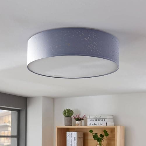 Lindby Plafonnier Tissu Umma à intensité variable (Moderne) en Gris Textile e. a. pour Salon & Salle manger (à 3 lampes, E27), Luminaire Plafonnier, Lampe Plafond, Eclerage Eclairage