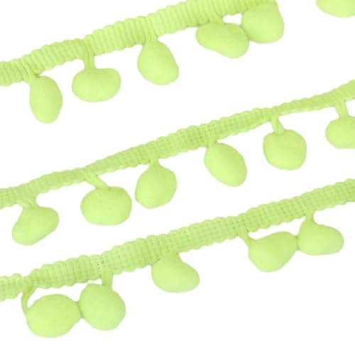 Allayu Ruban à Franges en Boule de Garniture Pom Pratique, Large Application, Plusieurs Couleurs Disponibles, 5 Yards, Dentelle en Polyester Facile, Jaune Fluo