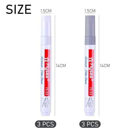 Lot de 6 goupilles d'étanchéité avec pointes de rechange, stylo de réparation de joints, stylo de réparation de carreaux, stylo de réparation d'interstices (gris clair/blanc)
