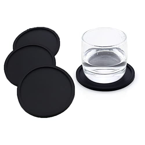 JCKD Lot de 4 dessous de verre circulaires en silicone, antidérapants, pour café, bière, bouteilles, boissons, maison et bar