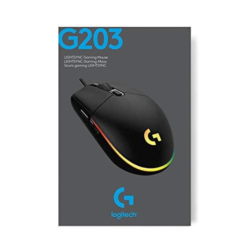 Logitech G203 LIGHTSYNC USB Souris Gaming avec Éclairage RVB Personnalisable, 6 Boutons Programmables, Capteur Niveau Gaming, 8 000 PPP, Ultra-Léger - Noire