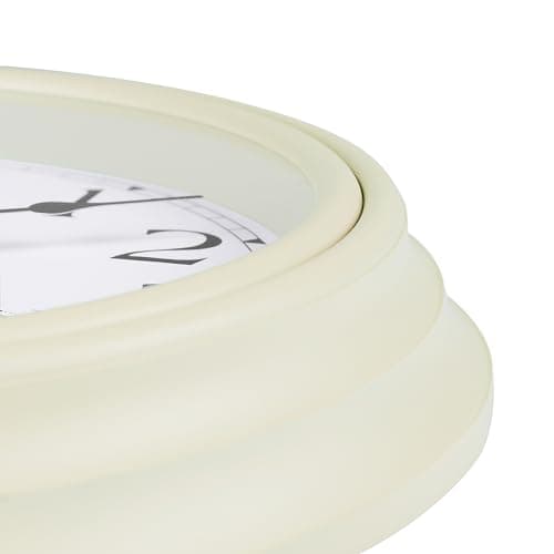 Lafocuse Horloge Murale avec Thermomètre et Hygromètre Vintage Pendule Murale Quartz Blanc Silencieuse pour Salon Cuisine 30cm