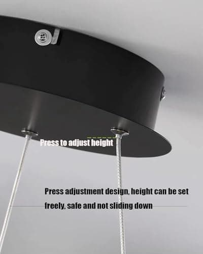 Deliouay Lampe à suspension LED table à manger ronde suspension anneau moderne lampe à suspension dimmable table à manger avec télécommande suspension salon cuisine Bureau (noir, Ø50cm)