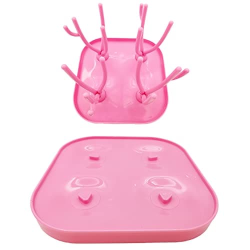 Spldsun Séchoir Bouteille, PP Support Biberon, Support Séchage Bouteille Amovible, pour Tasses, Bouteilles, Couvercles, Cuillères (Rose)