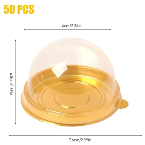 JJQHYC 50 Pièces Boîtes à Dessert Mini Boîtes à Gâteaux Transparent Boîte à Pâtisserie Cadeau Rond Boîte d'emballage à Gâteau pour la Fête de Mariage Anniversaire