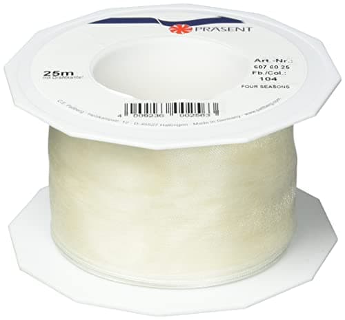 PRÄSENT C.E. Pattberg 4 Seasons Ruban d'organza laitonné Crème 60 mm x 25 m