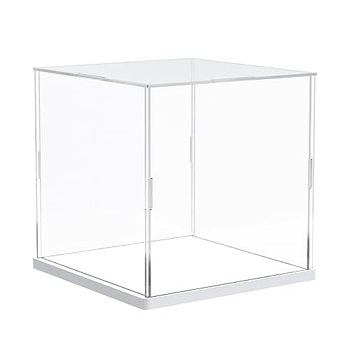 Nynelly Vitrine Acrylique Transparente pour Collection Figurine, Assembler Boîte Présentoir Rangement De Vitrine Antipoussière pour Action Pop Figures Jouets De Collection, 15x15x15cm,Blanc