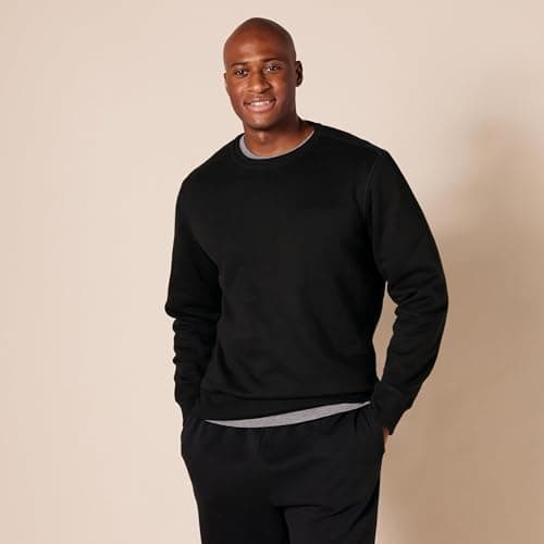 Amazon Essentials Sweat-Shirt à col Rond en Polaire (Grandes Tailles Disponibles) Homme, Noir, L
