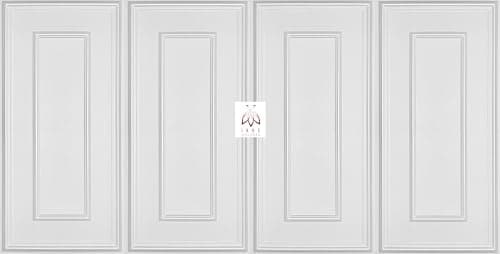 Lot de 4 panneaux muraux 3D décoratifs - En polystyrène XPS - 100 x 50 cm / 2 m2 - Cadre classique - XL 3 mm d'épaisseur (blanc R.XL)