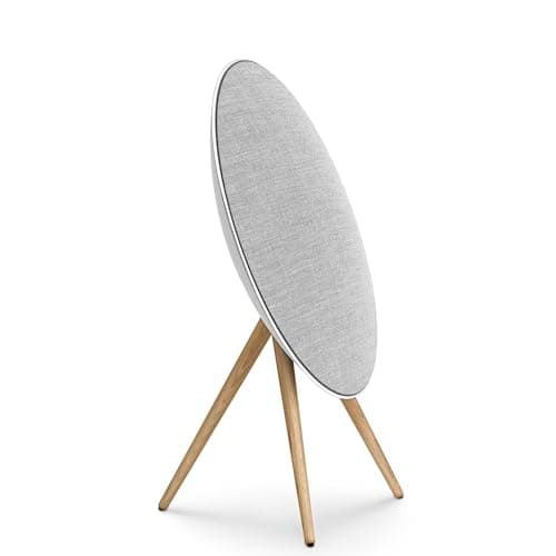Bang & Olufsen Beosound A9 (5ème Génération) - Enceinte Design Emblématique de Luxe Puissante Bluetooth et WiFi Connectée avec Pieds en Bois - Natural Aluminium