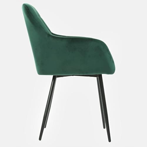 Higliocas Chaise Salle a Manger Lot de 4 - Fauteuil de Cuisine Velours Vert - Chaise Accoudoirs Moderne Rembourrées avec Pieds en Métal, Vert-4