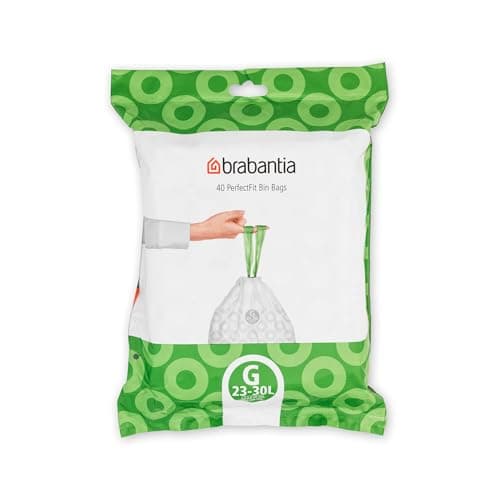 Brabantia Sacs Poubelle PerfectFit (Code G - 23L / 30L) Ultra Résistant, Poignées Coulissantes (40 Sacs)