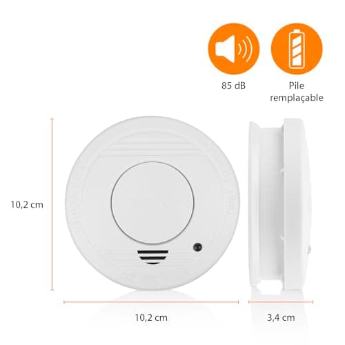 Smartwares détecteur de fumée – Capteur Optique – Durée de Vie : 10 Ans - Pile remplaçable 1 an - Bouton de Test – 85 DB - 10.044.62