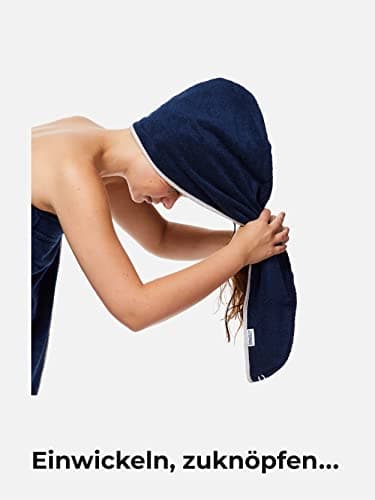 Sowel® Serviette pour Les Cheveux, Turban Serviette avec Bouton, Femme, 100% Coton