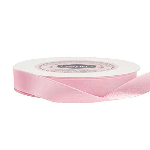 VATIN Ruban Satin 12mm x 25m côté unique face éclat satin Rose clair Ruban décoratif pour mariage, baptême et anniversaire