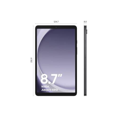 Samsung Galaxy Tab A9 8.7'' WiFi 64Go Anthracite RAM 4Go 1340 x 800 2 Speakers + Camera 8MP + 2MP Android 13 DAS Tronc 0,51W/kg/SM-X110NZAAEUB