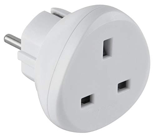 Electraline 70058 Adaptateur de voyage UK vers France/Europe, blanc