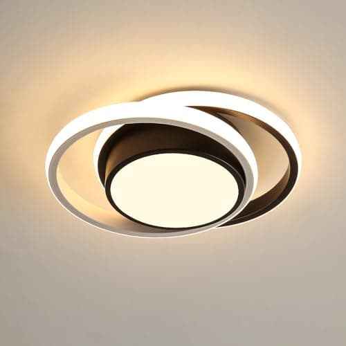 Comely Plafonnier LED, Rond Lampe de plafond 32W 2350LM, Moderne Luminaire Plafonnier pour Couloir Coucher Salle de Bains Cuisine Salon, Blanc Froid 6500K, Longueur 28cm, Noir