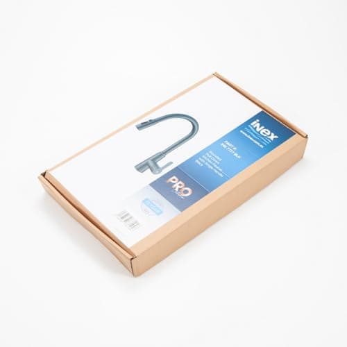 INEX EUROPA Robinet extractible professionnel en métal avec finition noire pour évier de cuisine, modèle INK 777 BLK, avec mitigeur, valve céramique et tête amovible.