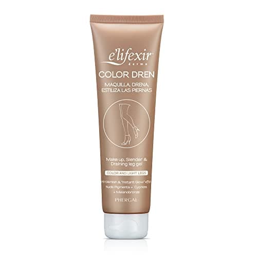 E'LIFEXIR Color Dren | Maquillage pour Jambes, Maquille, Draine et Stylise avec Couleur Bronzée | Crème Effet Collants Invisibles | Ne Tâche Pas et Absorption Rapide, 150 ml