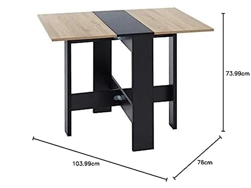 BAÏTA Table Pliante, Noir et chêne, L104cm