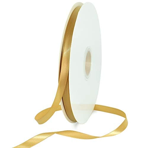 TONIFUL 1cm X 91m Ruban Satin Or Lisse pour Cadeaux, Bouquets, décorations de fête de Mariage, Artisanat