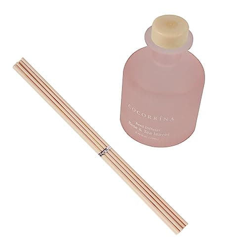 Cocorrína diffuseur de Parfum - Rose et Feuilles de thé 200ml parfums d'intérieur avec bâtonnets Diffuseur Reed d'huiles essentielles pour la Chambre à Coucher, la Salle de Bain, l'étagère et