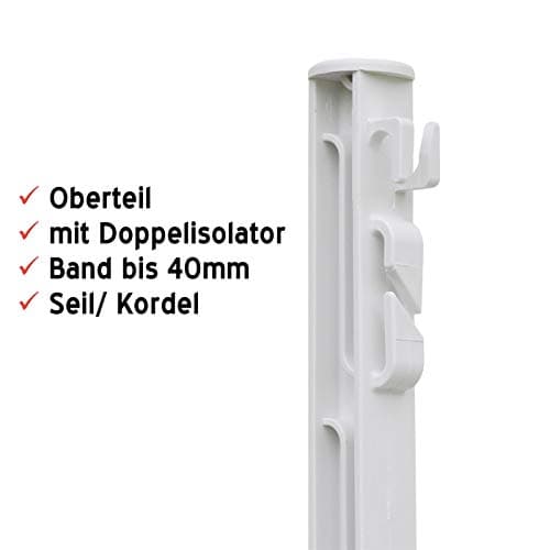 VOSS.farming 20 piquets pour clôture électrique, 150 cm, 14 tenons, Blanc Poteau Stable Robuste Solide