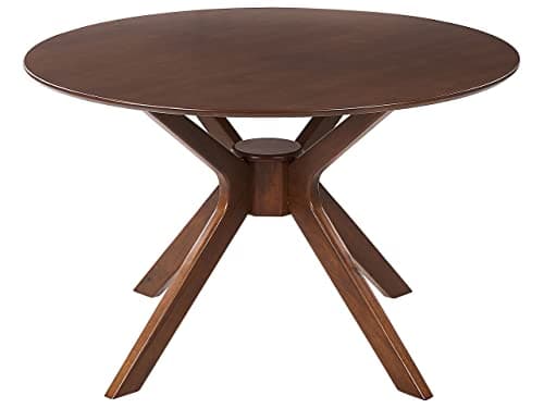 Table de Repas Ronde ø120 cm Effet Bois Sombre Finition Laquée Style Rétro Tymis