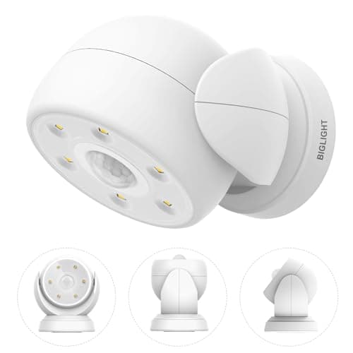 BIGLIGHT LED Détecteur de Mouvement Spotlight Outdoor Indoor Détecteur de Mouvement Extérieur Sans fil Batterie étanche Spot Extérieur Lampe Murale Lampe de Sécurité
