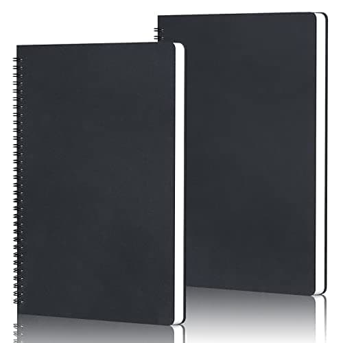 Yarotm Cahier Spirale B5-2 Pièces Carnet de Notes Pointillé - 120 Pages Bloc Note B5-100g/m2 Papier Dotted 5mm Notebook - 26x18.5cm Noir Carnet Spirale Journal Voyage