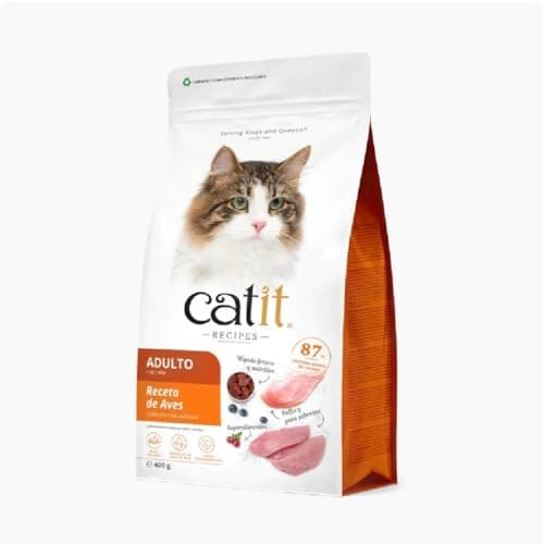 Catit Recettes Croquettes pour Chats, à la Volaille, pour Chats Adultes, Aliment Complet, 400 g, Aide à Prévenir la Formation de Touffes de Poils