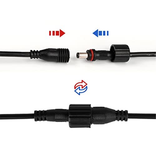 Liwinting Câble d'extension DC étanche Câble de Connexion de Lumière Extérieure 5,5 x 2,1 mm pour Lampes Solaires de Jardin 3m, Noir