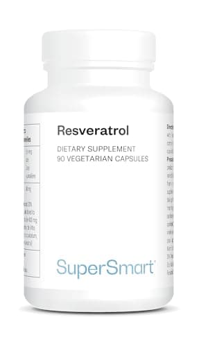 Supersmart - Resveratrol - Extrait de Vitis et Extrait de Polygonum Cuspidatum Standardisé pour Apporter 10% de Resvératrol - Antioxydant | Sans OGM - 90 Capsules Végétariennes
