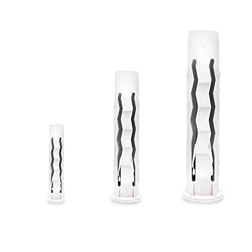 PARCO Lot de 100 chevilles universelles en plastique avec bord pour un maintien parfait dans le béton, la pierre, le bois, etc. 5,0 x 25 mm, PA 6 de qualité supérieure